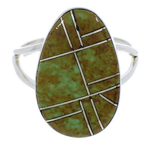 Turquoise Inlay And Silver Southwest Jewelry Ring Size 5-1/4 TX39013